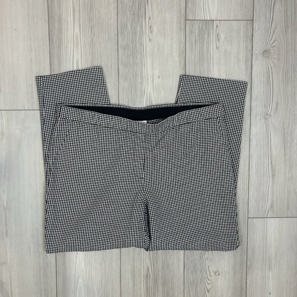 J.‎ Jill 18 Petite Black/White Gingham Check Mid-Rise Pull On Pants Stret…